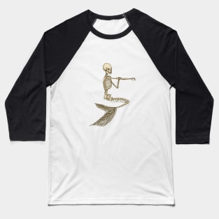 BATHING MERMAID SKELETON - SEPIA Baseball T-Shirt